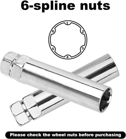 2pcs 6 Spline Lug Nut Socket Set, Steel Wheel Lock Lug Nut Key 6 Spline for Install and Detach Aftermarket Wheels (Black) in Saudi Arabia
