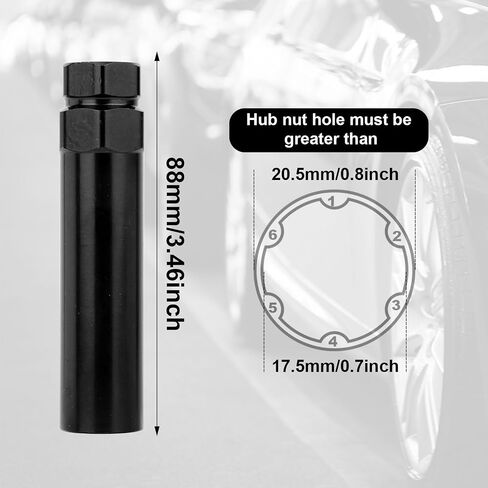 2pcs 6 مجموعة مقبس جوز شريحة ، قفل العجلة الصلب مفتاح Nut Nut 6 spline للتثبيت وفصل عجلات ما بعد البيع (أسود) in Kuwait