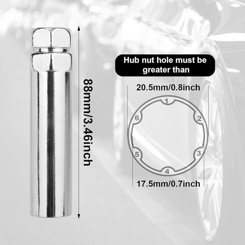 2pcs 6 Spline Lug Nut Socket Set, Steel Wheel Lock Lug Nut Key 6 Spline for Install and Detach Aftermarket Wheels (Black) in Saudi Arabia