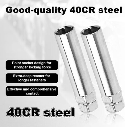 2pcs 6 Spline Lug Nut Socket Set, Steel Wheel Lock Lug Nut Key 6 Spline for Install and Detach Aftermarket Wheels (Black) in Saudi Arabia