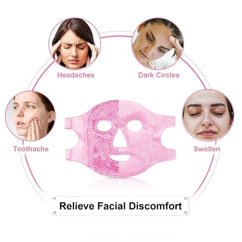 Reusable Ice Face Mask Set - Hot & Cold Therapy for Migraine, Wisdom Tooth Pain, Puffiness Relief with 2 Silicone Covers, Cooling Gel Pad for Swelling in Kuwait