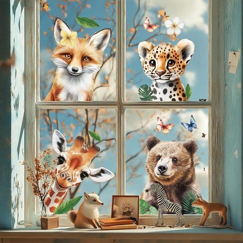 ANATTASOUL Static Window Clings Cow and Horse 1 Sheet Reusable Window Decals for Glass, 47.24" x 11.8" Removable Double Sided Window Sticker for Room Office Home Decoration in Saudi Arabia