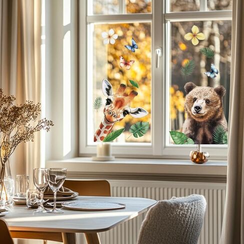 ANATTASOUL Static Window Clings Cow and Horse 1 Sheet Reusable Window Decals for Glass, 47.24" x 11.8" Removable Double Sided Window Sticker for Room Office Home Decoration in Saudi Arabia