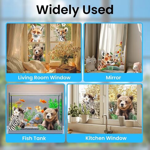 ANATTASOUL Static Window Clings Cow and Horse 1 Sheet Reusable Window Decals for Glass, 47.24" x 11.8" Removable Double Sided Window Sticker for Room Office Home Decoration in Saudi Arabia