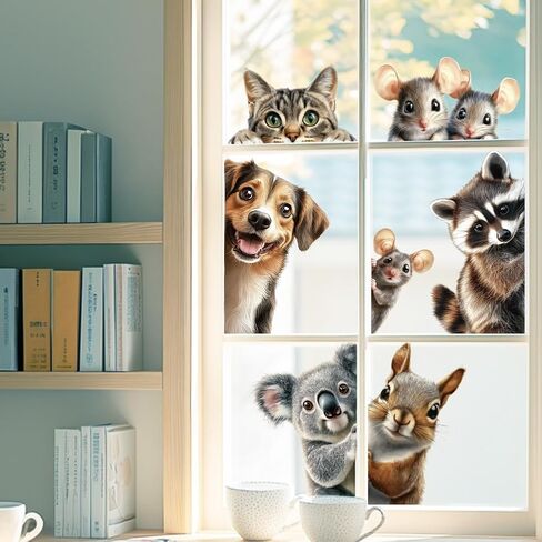 ANATTASOUL Static Window Clings Cow and Horse 1 Sheet Reusable Window Decals for Glass, 47.24" x 11.8" Removable Double Sided Window Sticker for Room Office Home Decoration in Saudi Arabia
