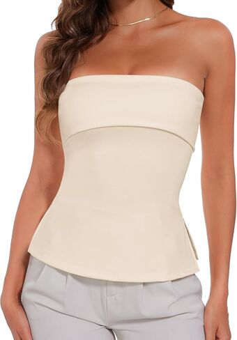 Summer Tube Tops for Women Sexy Strapless Y2K Slit Slim Fit Sleeveless Off Shoulder Backless Shirt in Saudi Arabia