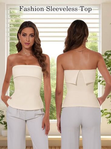 Summer Tube Tops for Women Sexy Strapless Y2K Slit Slim Fit Sleeveless Off Shoulder Backless Shirt in Saudi Arabia
