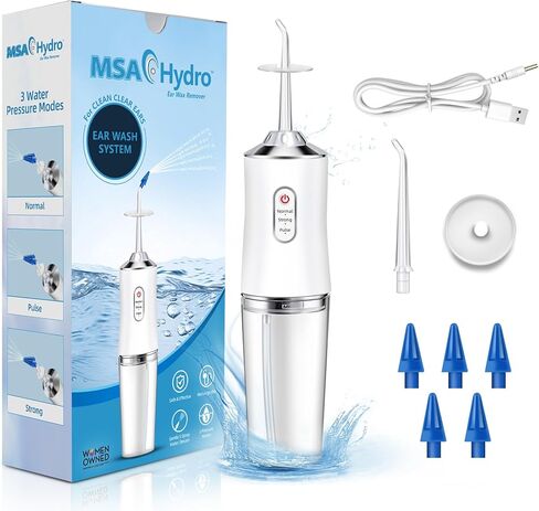 MSA Hydro Ear Wax Remover Kit, Safe, Quick and Effective Ear Cleaning, Gentle Ear Irrigation and Flushing, Adults and Children, Adjustable Water Pressure (Hydro Kit) in Saudi Arabia