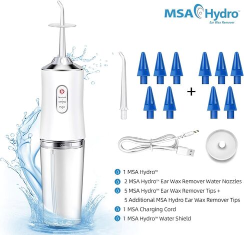 MSA Hydro Ear Wax Remover Kit, Safe, Quick and Effective Ear Cleaning, Gentle Ear Irrigation and Flushing, Adults and Children, Adjustable Water Pressure (Hydro Kit) in Saudi Arabia