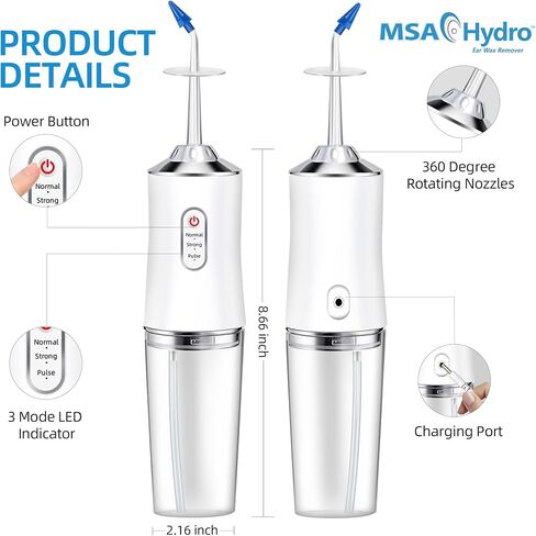 MSA Hydro Ear Wax Remover Kit, Safe, Quick and Effective Ear Cleaning, Gentle Ear Irrigation and Flushing, Adults and Children, Adjustable Water Pressure (Hydro Kit) in Saudi Arabia