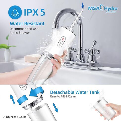MSA Hydro Ear Wax Remover Kit, Safe, Quick and Effective Ear Cleaning, Gentle Ear Irrigation and Flushing, Adults and Children, Adjustable Water Pressure (Hydro Kit) in Saudi Arabia