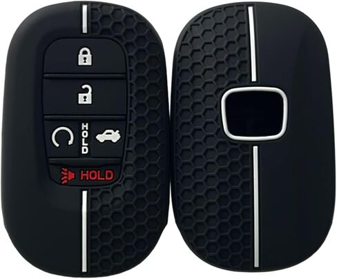 Silicone Rubber Key Fob Cover Compatible with Honda Accord Civic HR-V CR-V Pilot Sport SI EX EX-L Touring 5 buttons/2022-2025 (Black/Grey) in Saudi Arabia