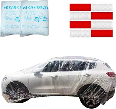 Clear Plastic Car Cover 2pcs Disposable Car Covers, 15.7' x 24.6' Large Size Plastic Car Cover, Waterproof Dust-Proof Full Cover, Effective Protection in Saudi Arabia