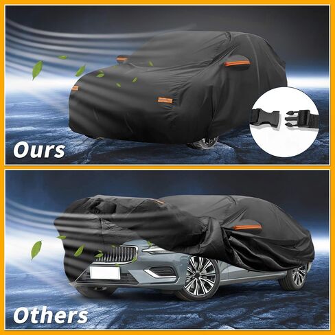 Car Cover Waterproof All Weather Sun Rain Protection Full Exterior Cover for Volvo S60 Sedan 190T-PU Black with Left Side Zippers in Saudi Arabia