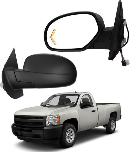 مرآة جانبية للركاب Dasbecan متوافقة مع 2007-2013 Chevy Silverado ، GMC Sierra Yukon المرآة اليمنى مع زجاج الطاقة ، الساخنة ، طي يدوي ، غطاء كروم استبدال# GM1321340 (5pins) in Kuwait