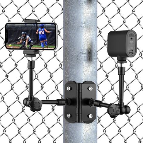 تركيب سياج الكاميرا المغناطيسية لـ GoPro/Mevo Start/Insta360/DJI Osmo Pocket 3/iPhone ، حاملان 1/4 "-20 Slots Net-Skin Link Fence لتسجيل البيسبول/ألعاب التنس in Kuwait