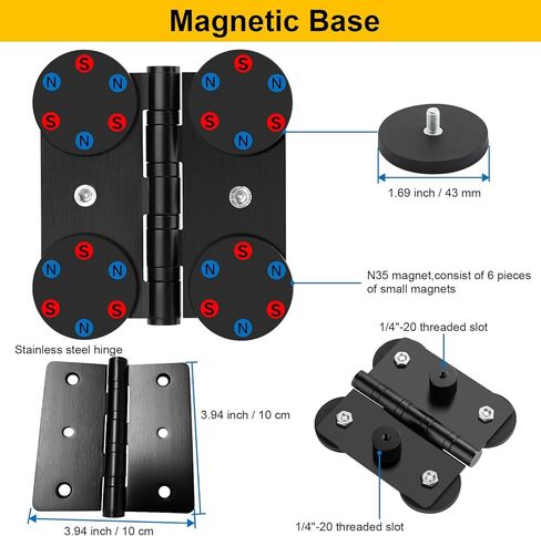 تركيب سياج الكاميرا المغناطيسية لـ GoPro/Mevo Start/Insta360/DJI Osmo Pocket 3/iPhone ، حاملان 1/4 "-20 Slots Net-Skin Link Fence لتسجيل البيسبول/ألعاب التنس in Kuwait
