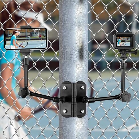 تركيب سياج الكاميرا المغناطيسية لـ GoPro/Mevo Start/Insta360/DJI Osmo Pocket 3/iPhone ، حاملان 1/4 "-20 Slots Net-Skin Link Fence لتسجيل البيسبول/ألعاب التنس in Kuwait