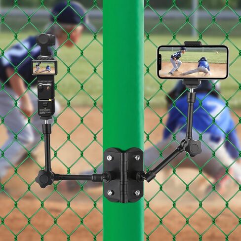 تركيب سياج الكاميرا المغناطيسية لـ GoPro/Mevo Start/Insta360/DJI Osmo Pocket 3/iPhone ، حاملان 1/4 "-20 Slots Net-Skin Link Fence لتسجيل البيسبول/ألعاب التنس in Kuwait