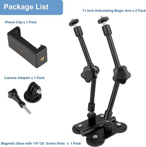 تركيب سياج الكاميرا المغناطيسية لـ GoPro/Mevo Start/Insta360/DJI Osmo Pocket 3/iPhone ، حاملان 1/4 "-20 Slots Net-Skin Link Fence لتسجيل البيسبول/ألعاب التنس in Kuwait