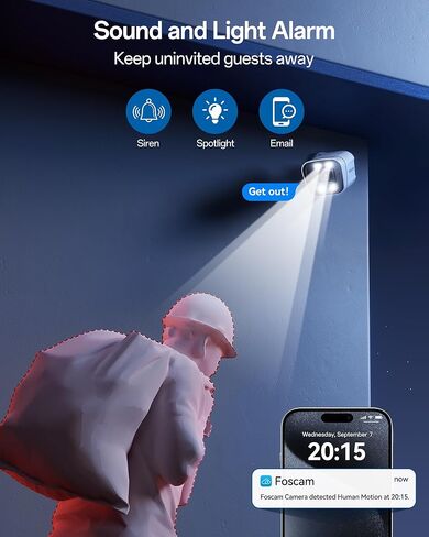 FOSCAM 3K 5MP Outdoor Security IP POE Camera, V5EP Home Security Surveillance Camera with AI Detect Human/Vehicle,66ft Color Night Vision,2-Way Audio,Motion Alert,Spotlight & Siren Alarm,120° FoV,IP66 in Kuwait