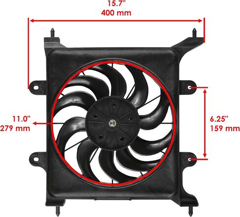 Caltric Radiator Fan with Shroud Assembly Compatible with Polaris Ranger 570 2016 2017 2018 2019 2020 2021 2022 in Saudi Arabia