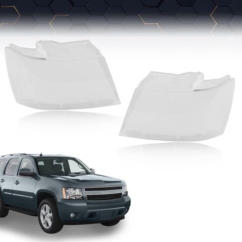 PIT66 Headlight Cover Compatible with Chevy Tahoe Suburban 1500 2007-2014/Fit Chevy Avalanche Suburban 2500 2007-2013 Left Driver and Right Passenger Side Clear in Saudi Arabia