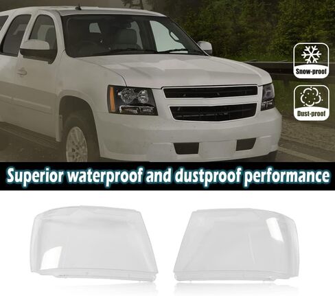 PIT66 Headlight Cover Compatible with Chevy Tahoe Suburban 1500 2007-2014/Fit Chevy Avalanche Suburban 2500 2007-2013 Left Driver and Right Passenger Side Clear in Saudi Arabia