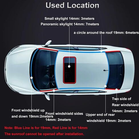 2M Car Roof Protector Seal Noise Insulation Car Door Weatherstrip Front Rear Windshield Edge Sealing Strip Sticker Accessory(2mx19mm) in Saudi Arabia