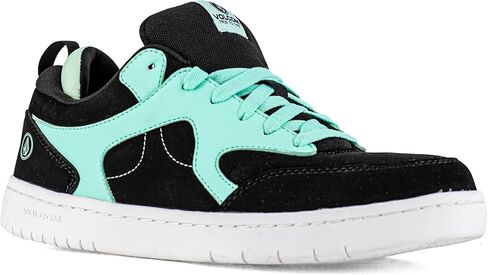 Volcom® Hitals EH Comp Thoe Sneakers للنساء-الجلود العلوية-بطانة من صنع الإنسان ونعل خارجي-الكعب سحب علامة تبويب أسود/زجاجة خضراء 9 ث in Saudi Arabia