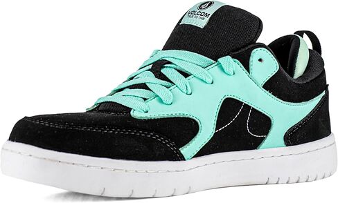 Volcom® Hitals EH Comp Thoe Sneakers للنساء-الجلود العلوية-بطانة من صنع الإنسان ونعل خارجي-الكعب سحب علامة تبويب أسود/زجاجة خضراء 9 ث in Saudi Arabia