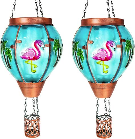 Hummingbird Solar Hot Air Balloon Lantern,Outdoor Decor with Flame Lights Waterproof, Hanging Lights for Garden Yard Lawn Patio, Unique Gifts for Women Mom Grandma Gardener for Mother'Day in Kuwait