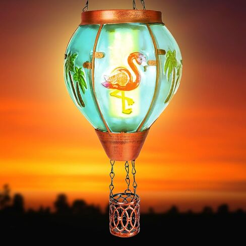 Hummingbird Solar Hot Air Balloon Lantern,Outdoor Decor with Flame Lights Waterproof, Hanging Lights for Garden Yard Lawn Patio, Unique Gifts for Women Mom Grandma Gardener for Mother'Day in Kuwait