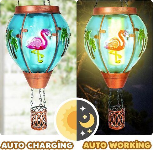 Hummingbird Solar Hot Air Balloon Lantern,Outdoor Decor with Flame Lights Waterproof, Hanging Lights for Garden Yard Lawn Patio, Unique Gifts for Women Mom Grandma Gardener for Mother'Day in Kuwait