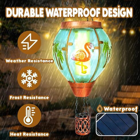 Hummingbird Solar Hot Air Balloon Lantern,Outdoor Decor with Flame Lights Waterproof, Hanging Lights for Garden Yard Lawn Patio, Unique Gifts for Women Mom Grandma Gardener for Mother'Day in Kuwait