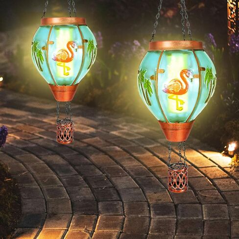 Hummingbird Solar Hot Air Balloon Lantern,Outdoor Decor with Flame Lights Waterproof, Hanging Lights for Garden Yard Lawn Patio, Unique Gifts for Women Mom Grandma Gardener for Mother'Day in Kuwait