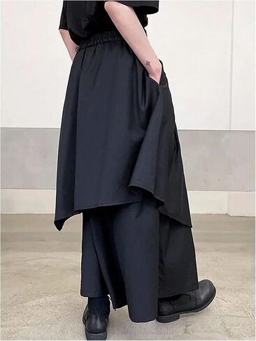 OYOANGLE Men's Gothic Skirt Pants Wide Leg Harem Pants Japanese Harajuku Kimono Trousers in Saudi Arabia