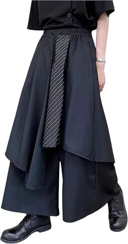 OYOANGLE Men's Gothic Skirt Pants Wide Leg Harem Pants Japanese Harajuku Kimono Trousers in Saudi Arabia