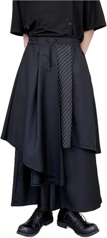 OYOANGLE Men's Gothic Skirt Pants Wide Leg Harem Pants Japanese Harajuku Kimono Trousers in Saudi Arabia