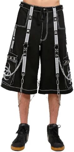 Men Gothic Bondage Reflective Men Street Walker Pant Alternative Punk Rock Emo Trouser Pant Shorts in Saudi Arabia