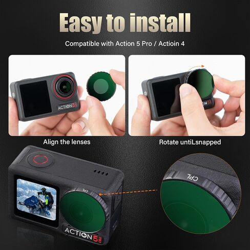 Walking Way ND Filter Set Compatible with DJI Osmo Action 5 Pro/Action 4-4 Pack (ND8/PL, ND16/PL, ND32/PL, ND64/PL),Neutral Density Filters HD Optical Glass/Multi-Coated in Kuwait