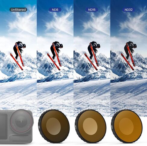Walking Way ND Filter Set Compatible with DJI Osmo Action 5 Pro/Action 4-4 Pack (ND8/PL, ND16/PL, ND32/PL, ND64/PL),Neutral Density Filters HD Optical Glass/Multi-Coated in Kuwait