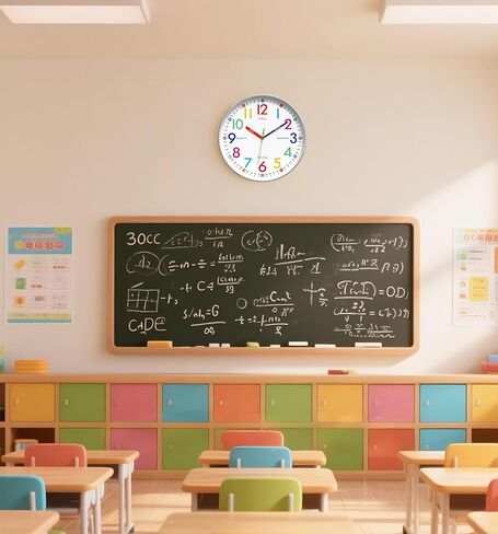 Learning Wall Clock for Kids Bedrooms, 12in Classroom Analog Clock for Kids Learning to Tell Time (Colourful) in Saudi Arabia