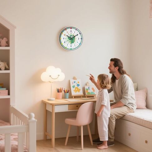 Learning Wall Clock for Kids Bedrooms, 12in Classroom Analog Clock for Kids Learning to Tell Time (Colourful) in Saudi Arabia