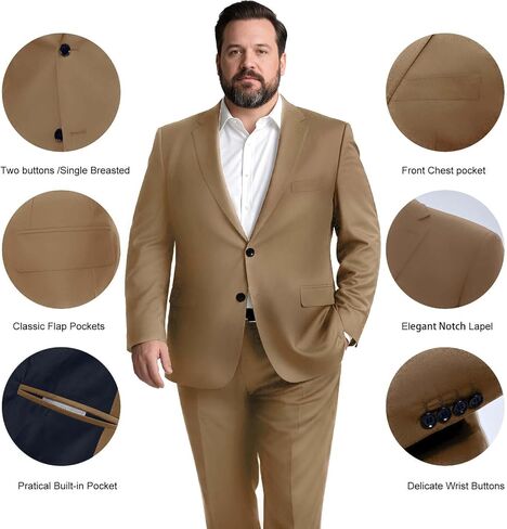 GATMSTZ Mens Suits Big and Tall 2 Pieces Blazer Pants Set Classic Fit in Saudi Arabia