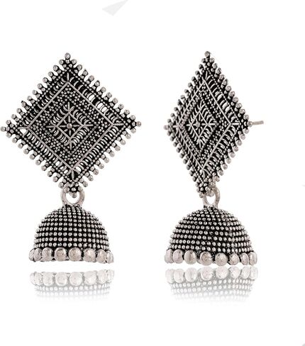 Women's Traditional Stud OXidised Silver Earrings Dangle for Wedding Wear Drop For Birthday gift EX -O17 in Saudi Arabia
