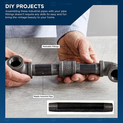 Everflow NPBL3460-2 Steel Nipple Pipe, Threaded Fitting Schedule 40, 3/4 In. x 6 In., Black (Pack Of 2) in Saudi Arabia