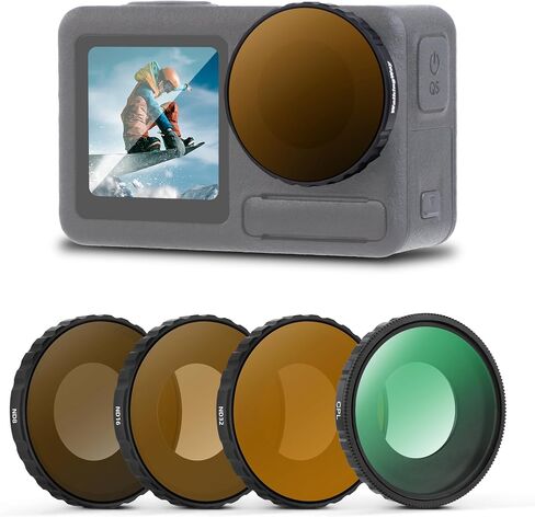 Walking Way ND Filter Set Compatible with DJI Osmo Action 5 Pro/Action 4-4 Pack (ND8, ND16, ND32, ND64), Neutral Density Filters HD Optical Glass/Multi-Coated/Aluminum Frame in Kuwait