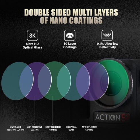Walking Way ND Filter Set Compatible with DJI Osmo Action 5 Pro/Action 4-4 Pack (ND8, ND16, ND32, ND64), Neutral Density Filters HD Optical Glass/Multi-Coated/Aluminum Frame in Kuwait