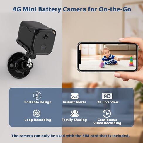Mini V9 Security Camera Wireless Indoor, WiFi Home Surveillance Cam Portable with Phone App, 2K Live Video, 180 Day Standby Battery, Auto Night Vision, Dual Lens, 6X Hybrid Zoom, AI Human Detection in Saudi Arabia